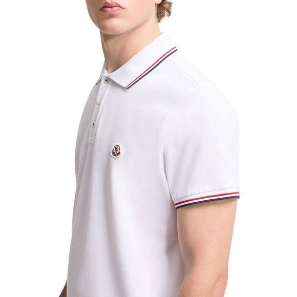 Moncler Men Cotton Piquet Polo Shirt With Tricolor Trim